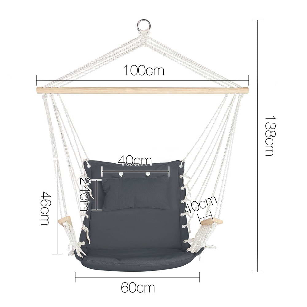 Gardeon Hammock Hanging Swing Chair - Grey