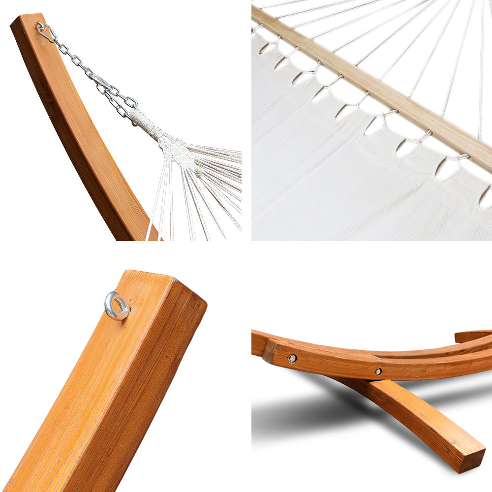 Gardeon Double Hammock with Wooden Hammock Stand