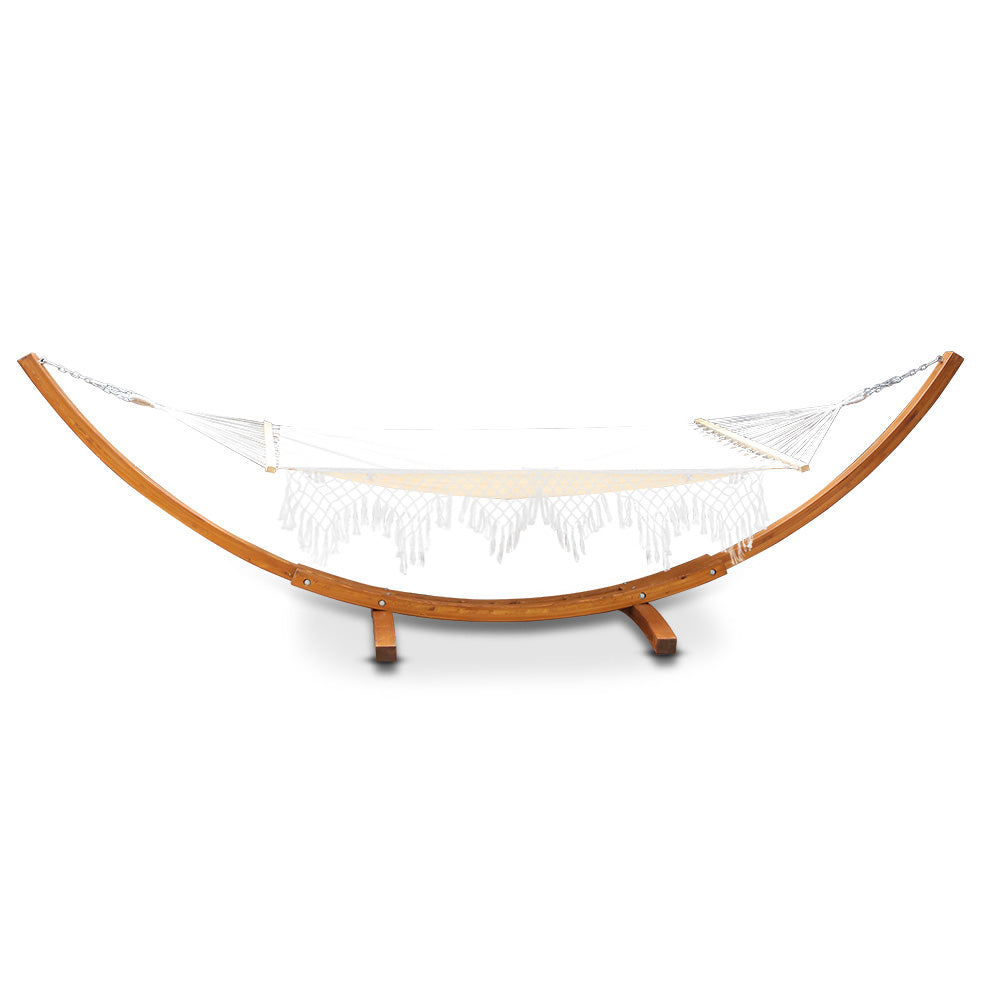 Gardeon Double Tassel Hammock with Wooden Hammock Stand