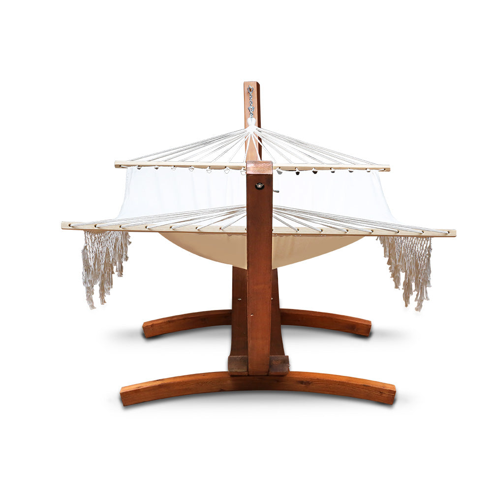 Gardeon Double Tassel Hammock with Wooden Hammock Stand