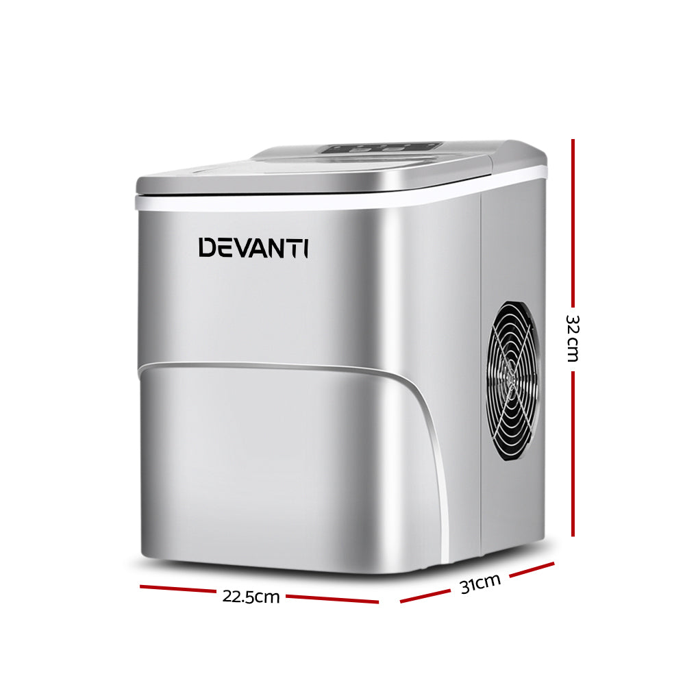 Devanti Portable Ice Cube Maker - Silver