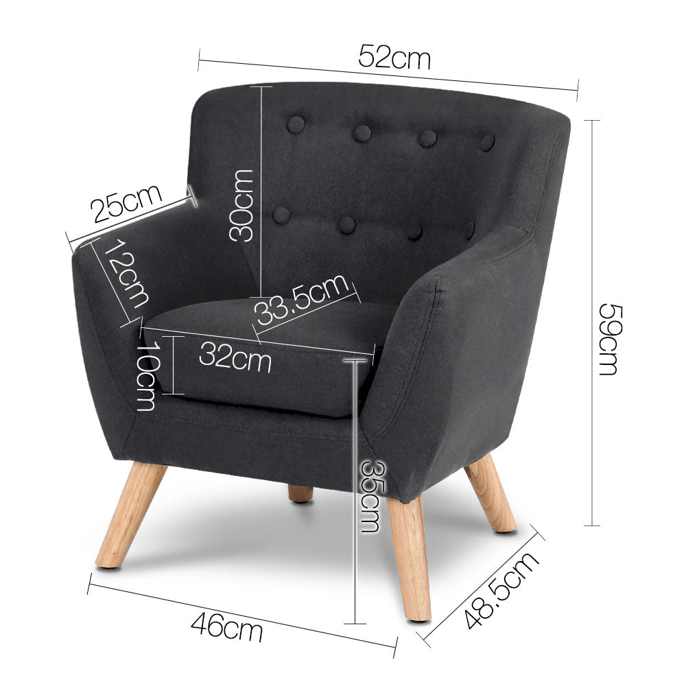 Artiss Kids Fabric Accent Armchair - Black