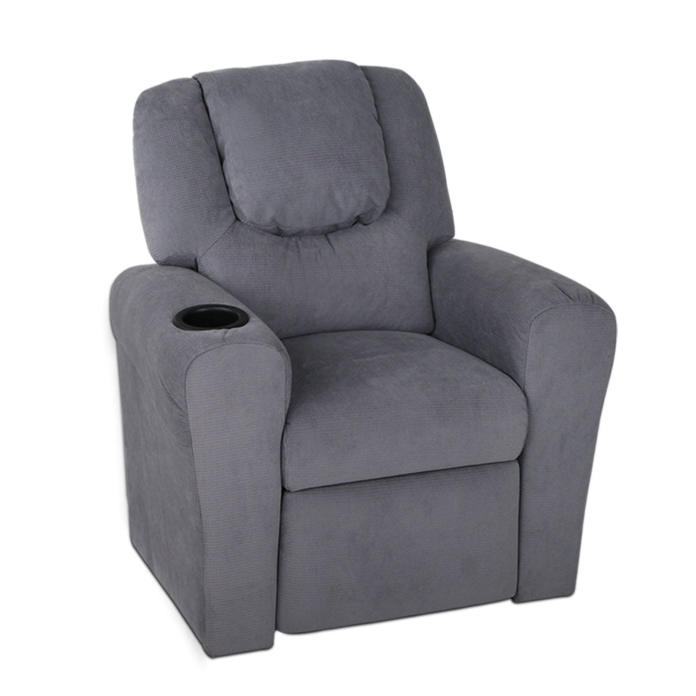 Artiss Kids Fabric Reclining Armchair - Grey