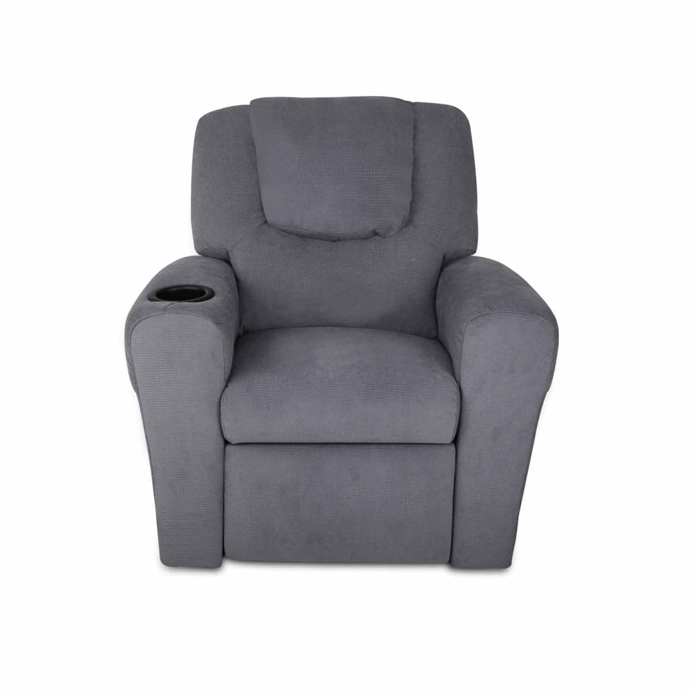 Keezi Kids Recliner Chair Grey Linen Soft Sofa Lounge Couch Children Armchair