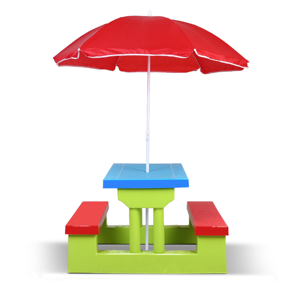 Keezi Kids Picnic Table Bench Set Children Umbrella Outdoor Chair
