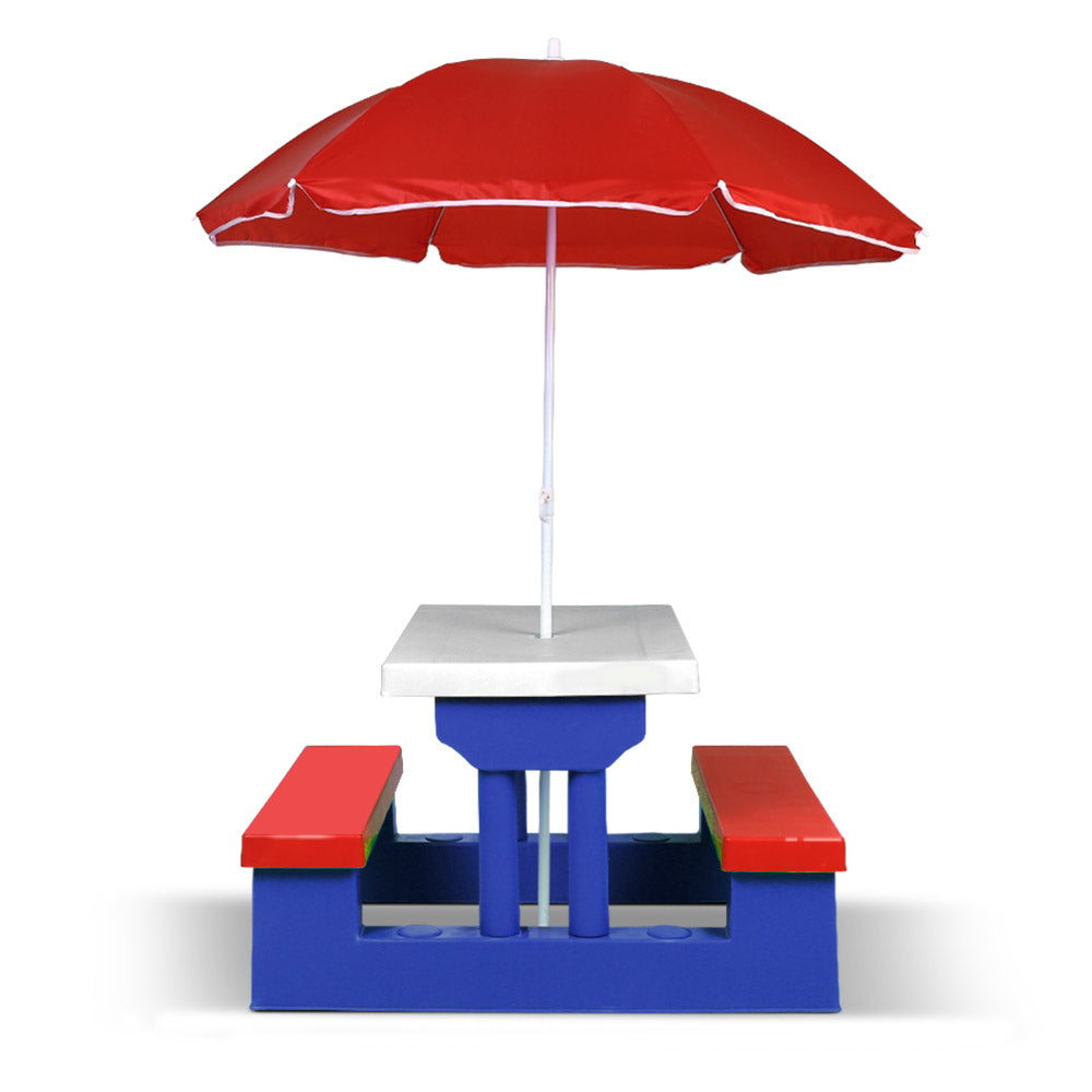 Keezi Kids Picnic Table Bench Set Children Umbrella Outdoor Chair