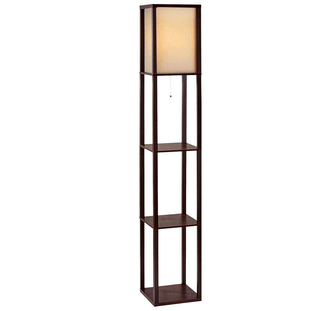 Artiss Floor Lamp Vintage Reding Light Stand Wood Shelf Storage Organizer Home