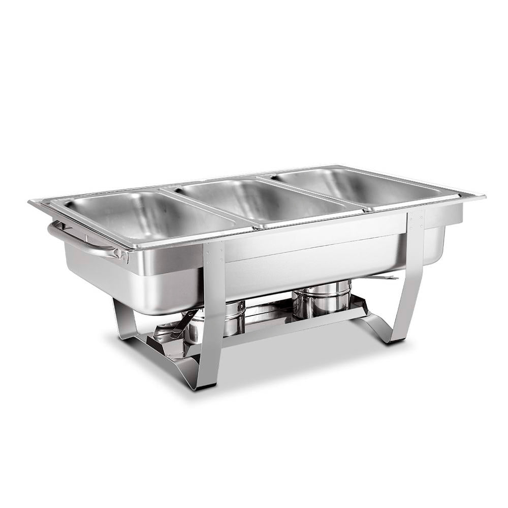 Emajin 9L Bain Marie Bow Chafing Dish 3Lx3 Stainless Steel Food Buffet Warmer