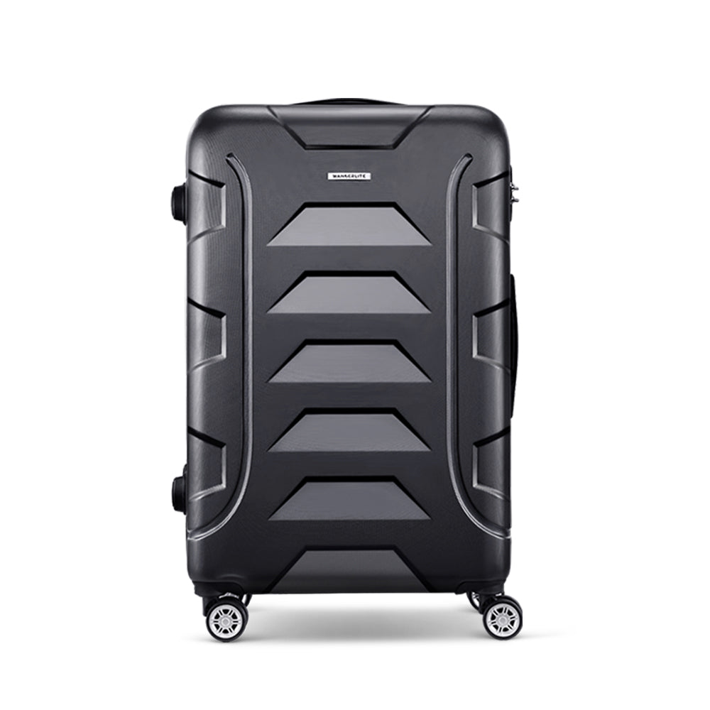 Wanderlite 28 Inch Luggage with TSA Lock Spinner Travel Suitcase Carry On Hard Shell Luggage Case Black