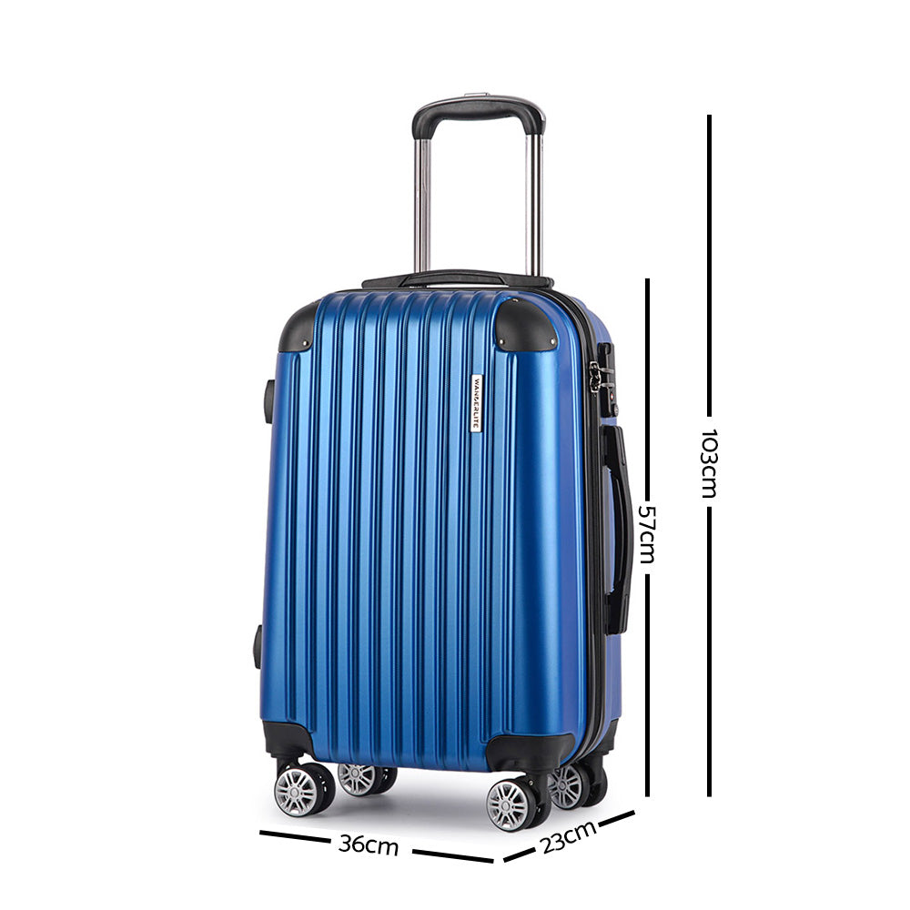 Wanderlite 2 Piece Lightweight Hard Suit Case Luggage Blue