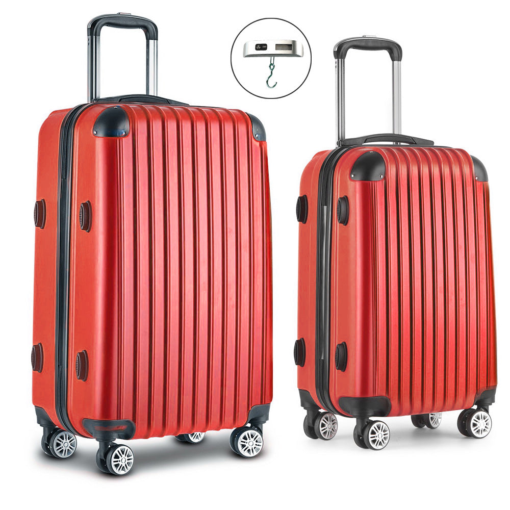 Wanderlite 2 Piece Lightweight Hard Suit Case Luggage Red