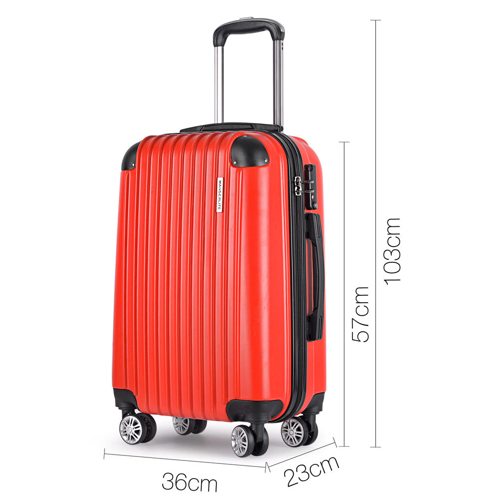 Wanderlite 2 Piece Lightweight Hard Suit Case Luggage Red