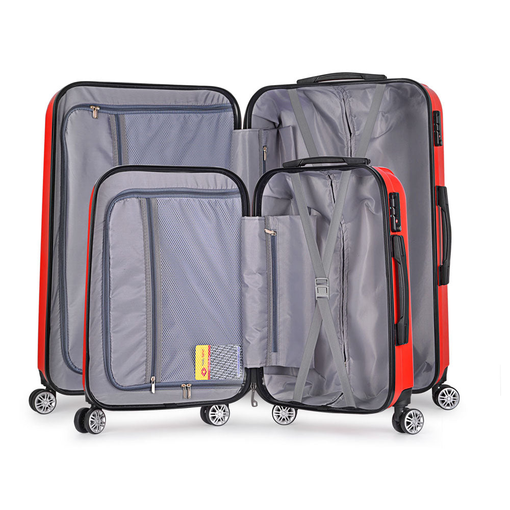 Wanderlite 2 Piece Lightweight Hard Suit Case Luggage Red