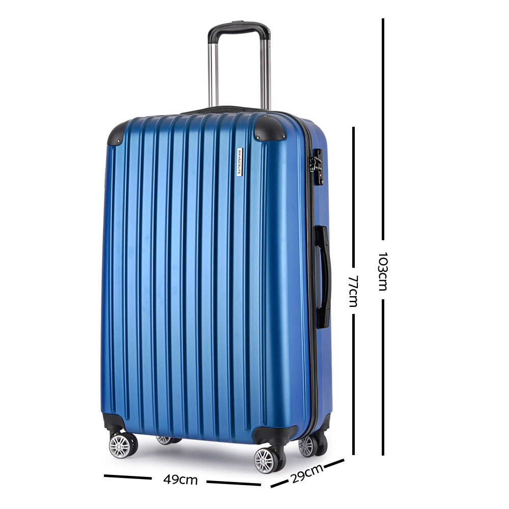 Wanderlite 3 Piece Lightweight Hard Suit Case Luggage Blue