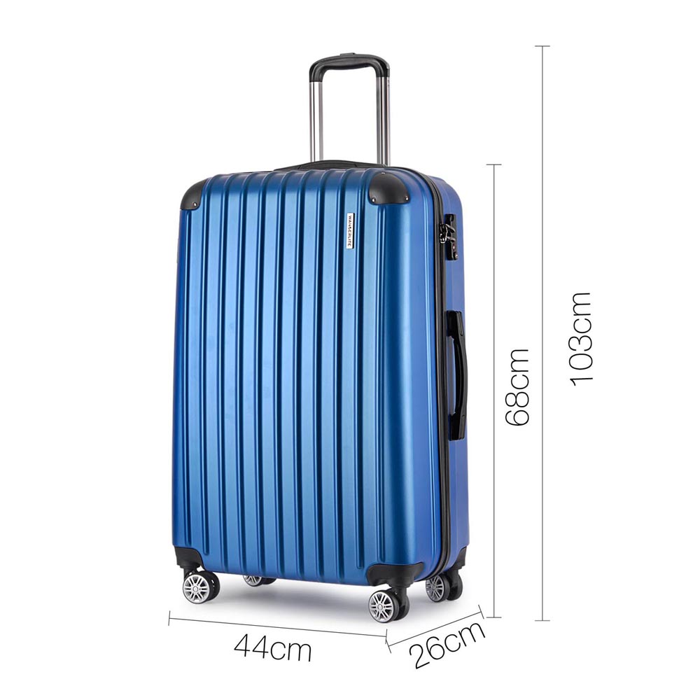 Wanderlite 3 Piece Lightweight Hard Suit Case Luggage Blue