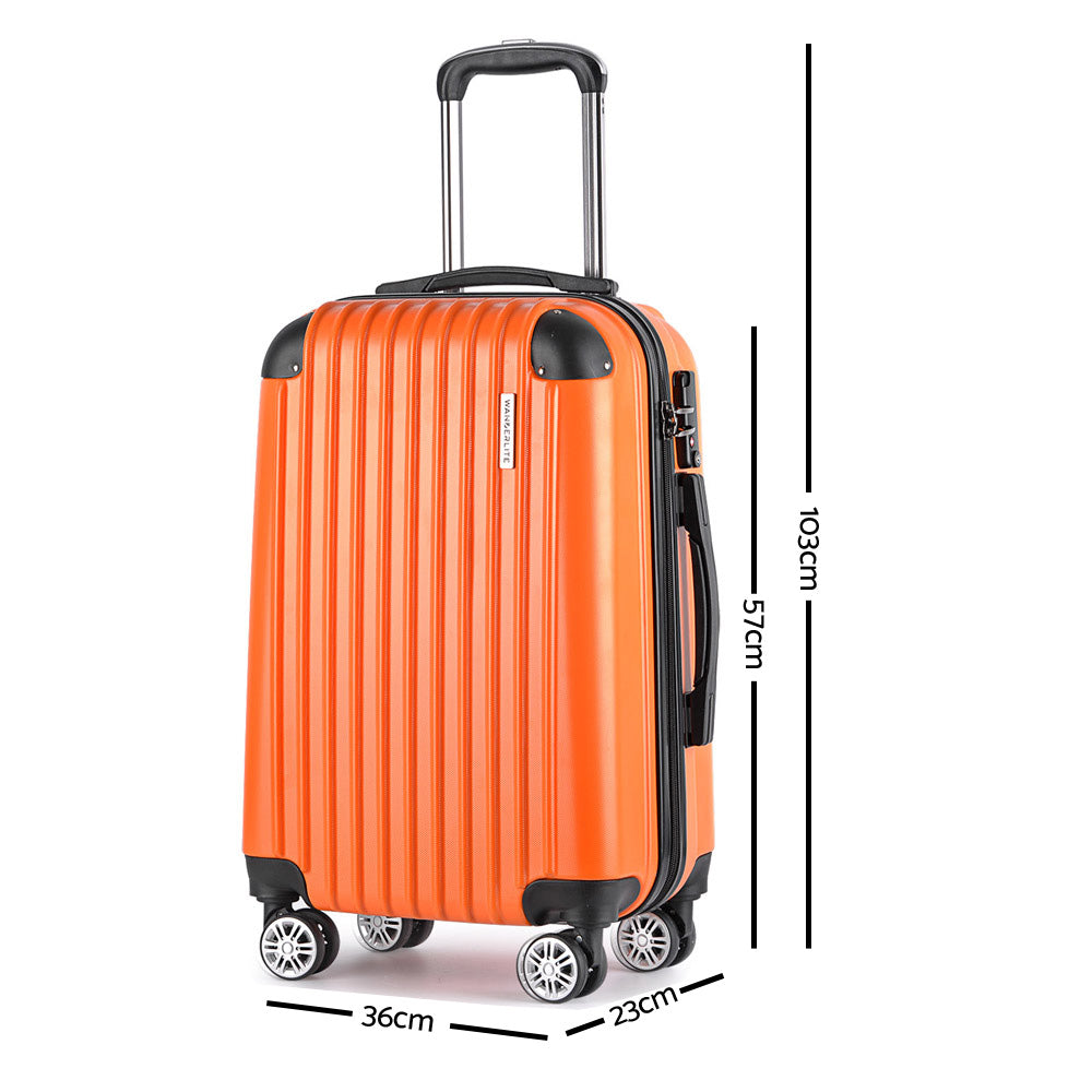 Wanderlite 3 Piece Lightweight Hard Suit Case Luggage Orange