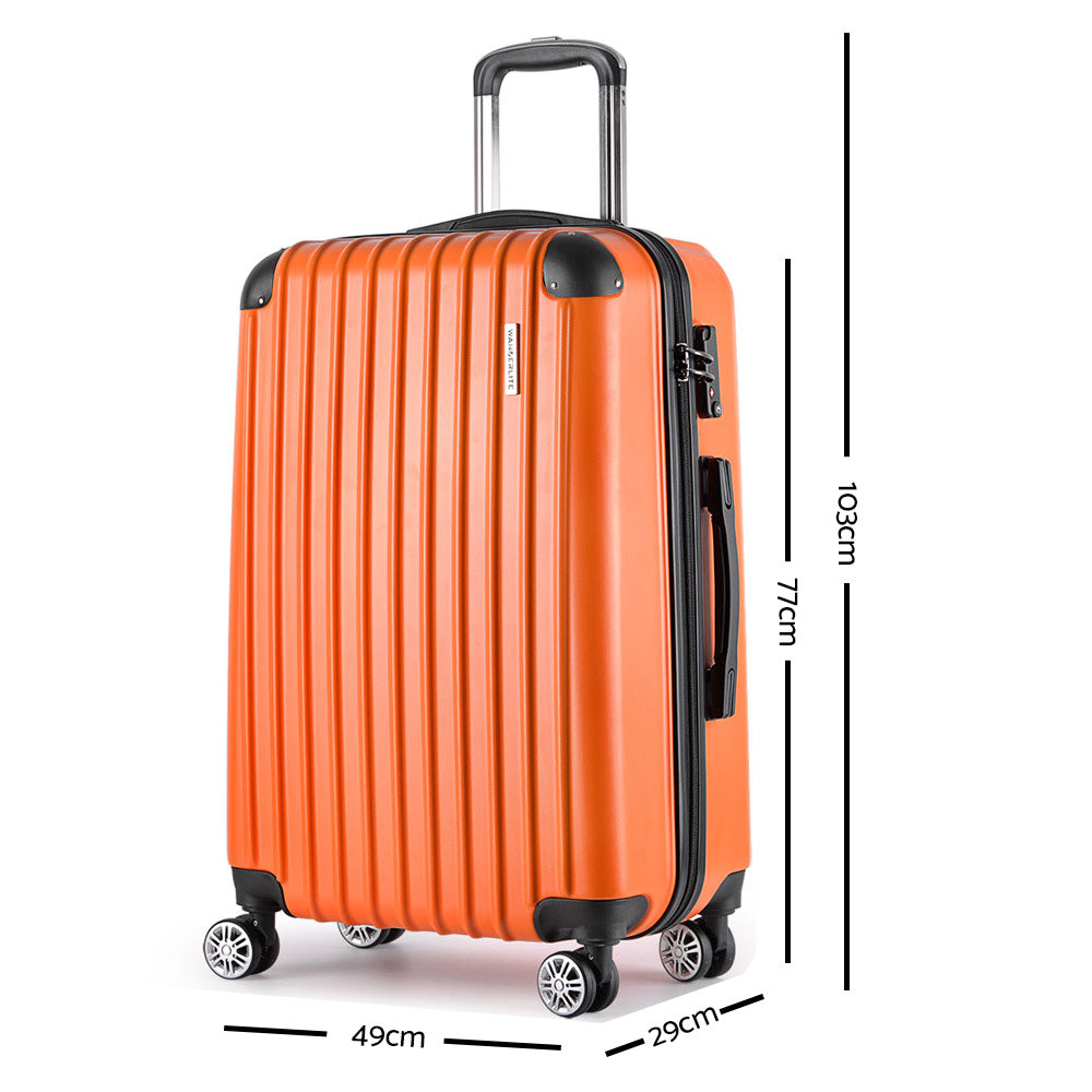 Wanderlite 3 Piece Lightweight Hard Suit Case Luggage Orange