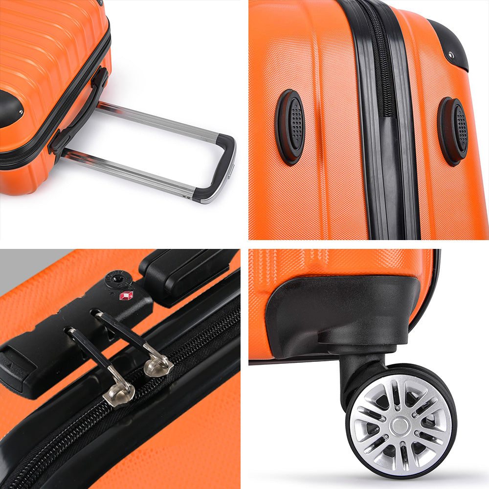 Wanderlite 3 Piece Lightweight Hard Suit Case Luggage Orange