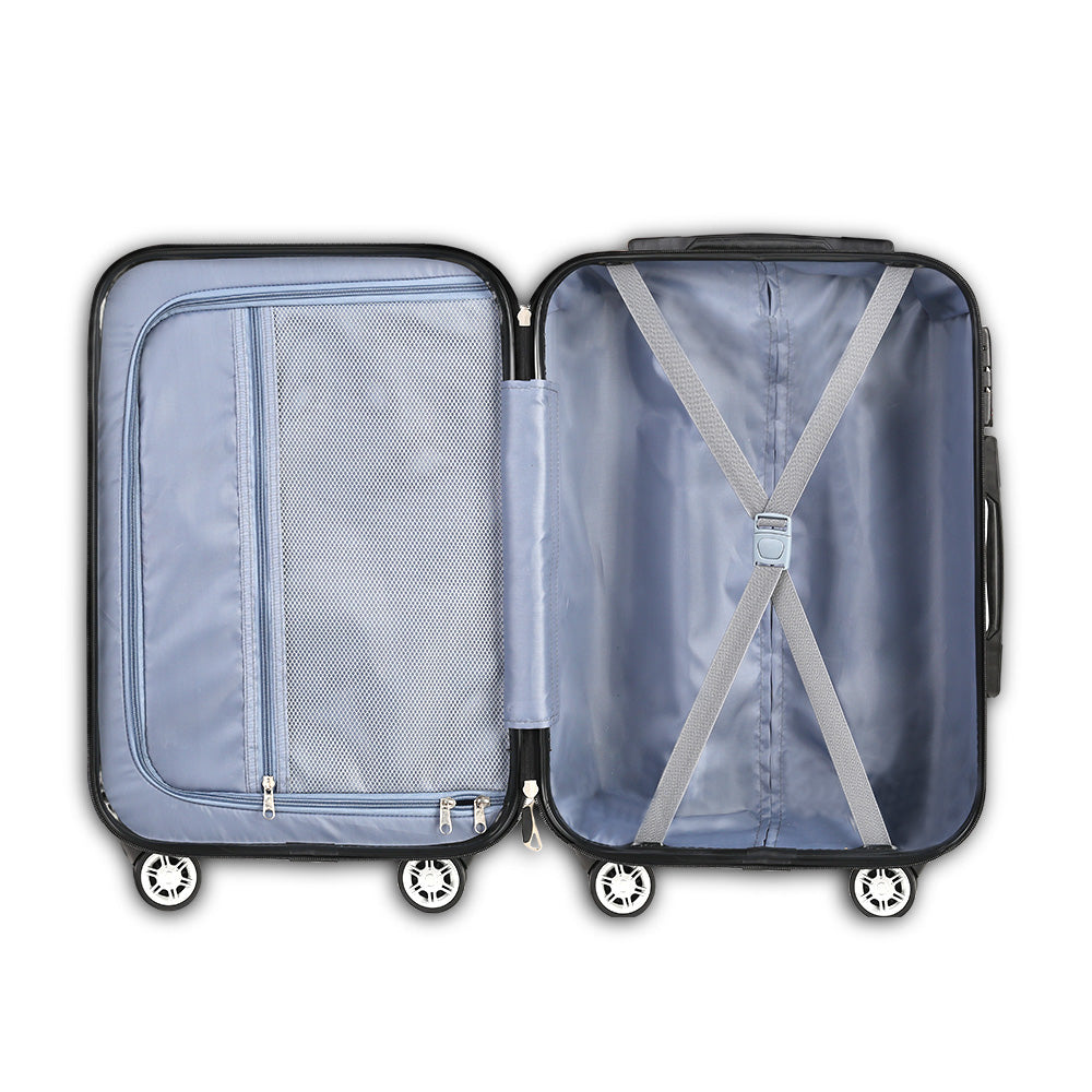 Wanderlite 3 Piece Lightweight Hard Suit Case Luggage Silver