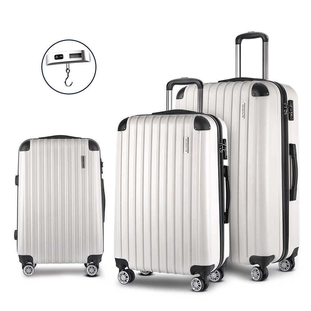 Wanderlite 3 Piece Lightweight Hard Suit Case Luggage White