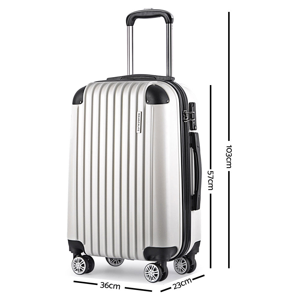 Wanderlite 3 Piece Lightweight Hard Suit Case Luggage White