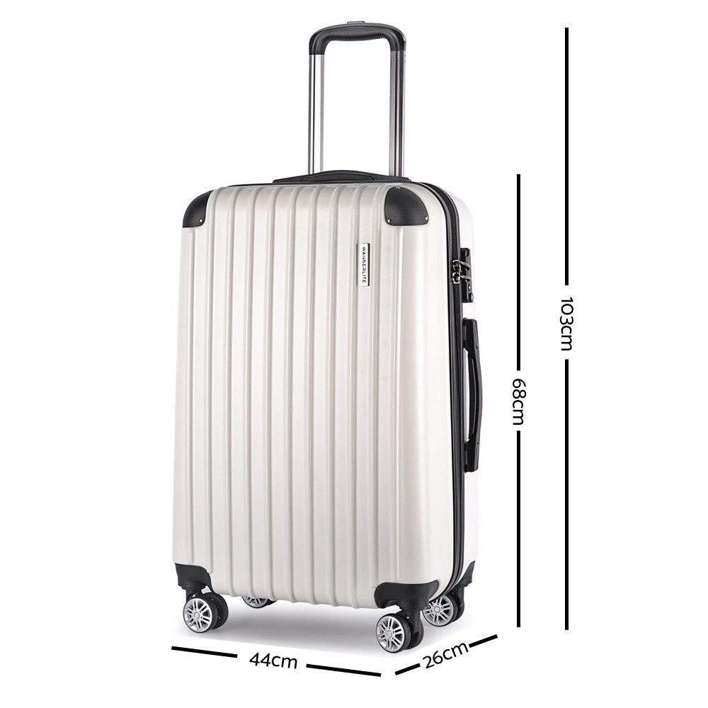 Wanderlite 3 Piece Lightweight Hard Suit Case Luggage White