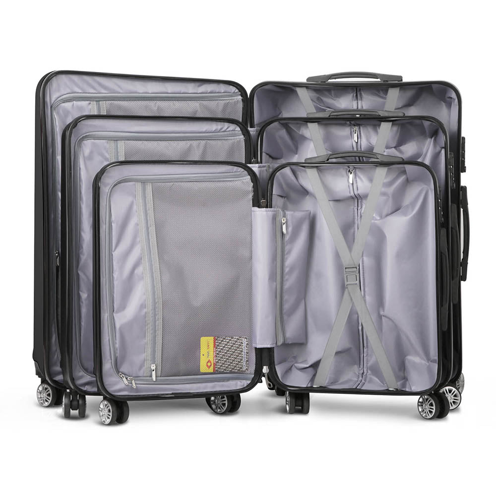 Wanderlite 2 Piece Lightweight Hard Suit Case Luggage Black