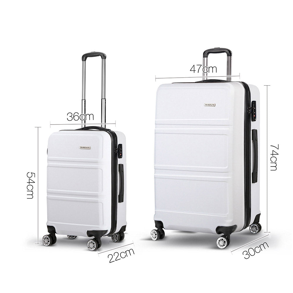 Wanderlite 2 Piece Lightweight Hard Suit Case Luggage White