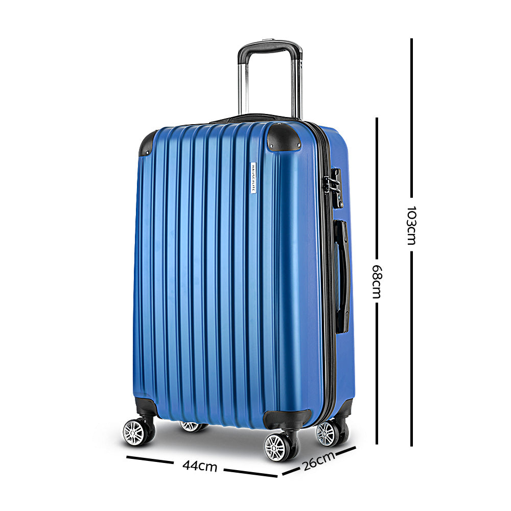 Wanderlite 3 Piece Luggage Suitcase Trolley - Blue