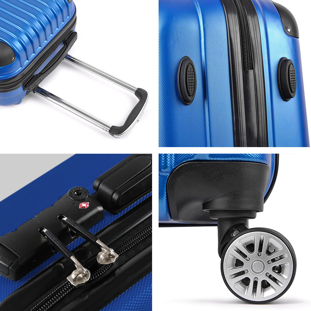 Wanderlite 3 Piece Luggage Suitcase Trolley - Blue