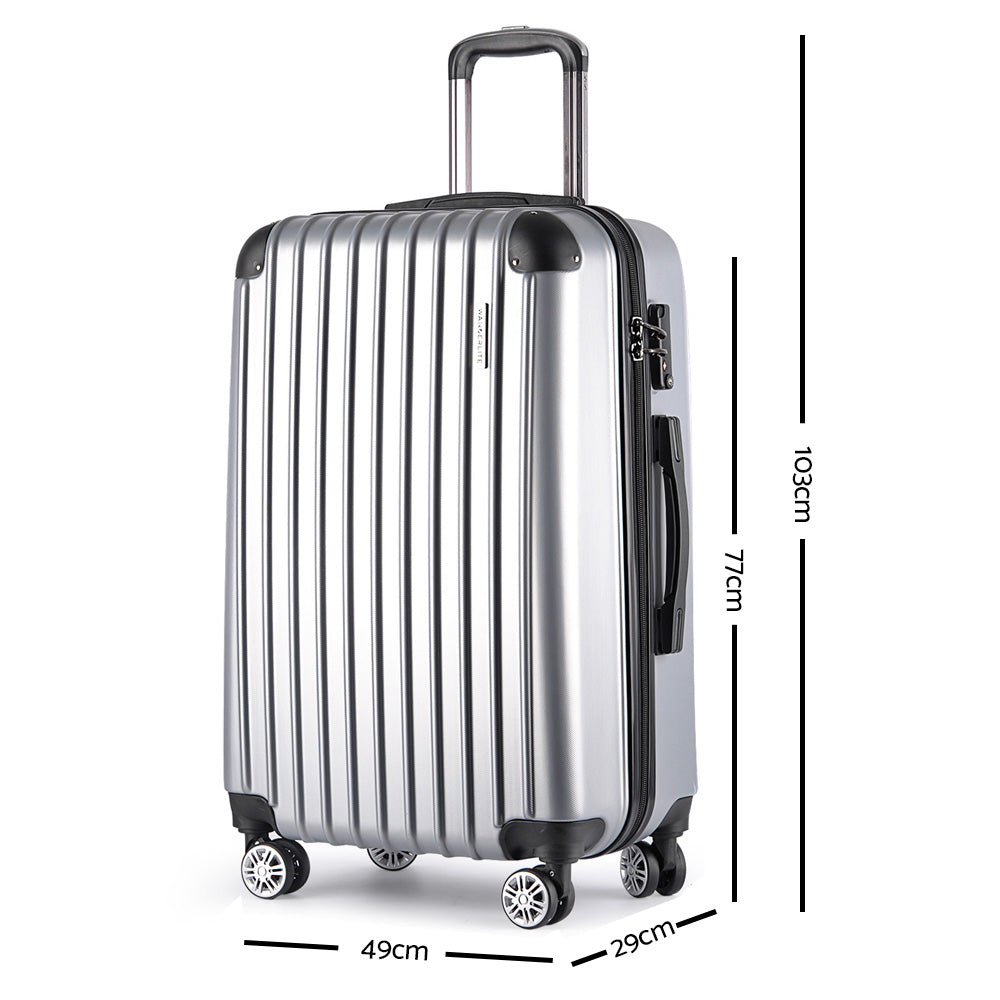 Wanderlite 3 Piece Luggage Suitcase Trolley - Silver