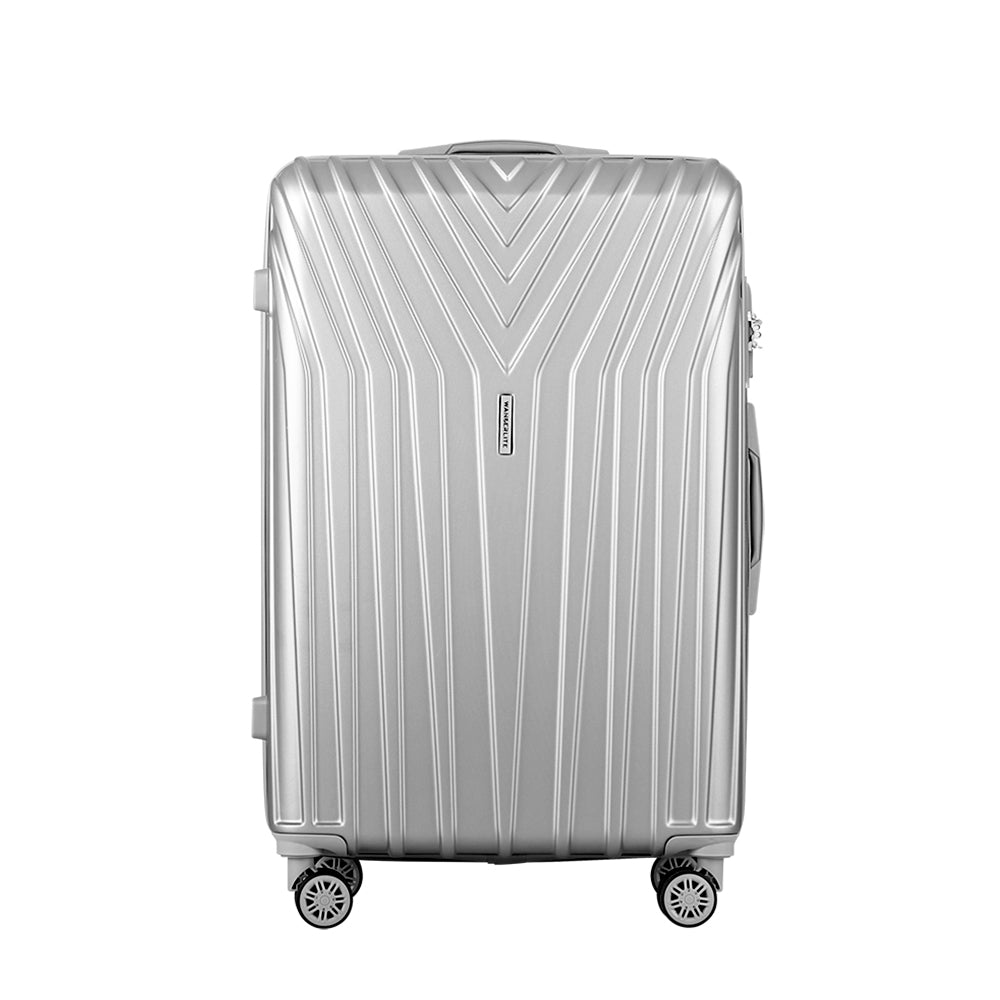 Wanderlite 75cm 3pc Luggage Trolley Suitcase Sets Travel TSA Hard Case Silver