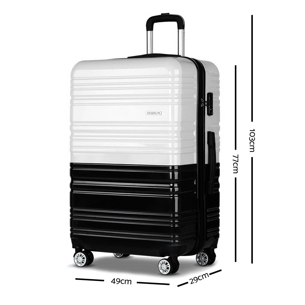 Wanderlite Lightweight Hard Suit Case Luggage Black & White