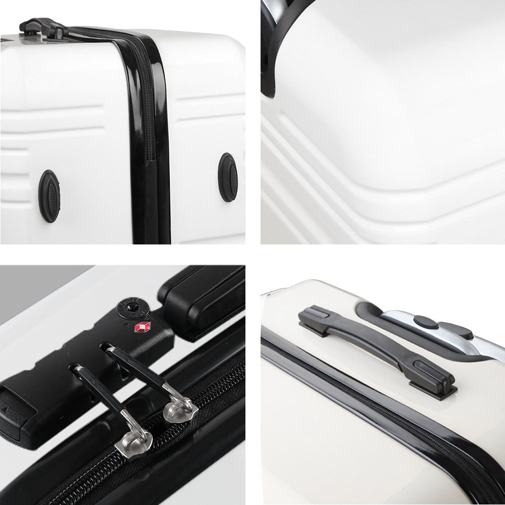 Wanderlite Lightweight Hard Suit Case Luggage Black & White