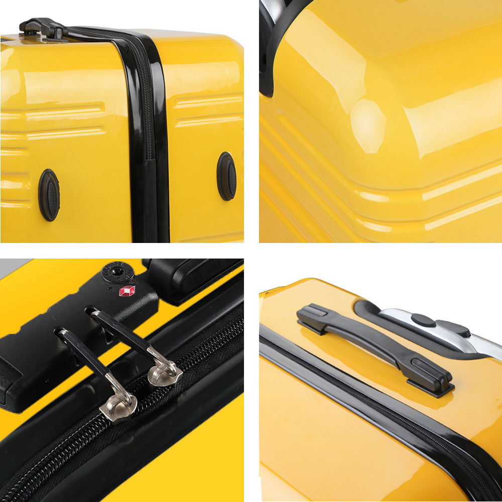 Wanderlite 2 Piece Lightweight Hard Suit Case Luggage Yellow & Purple