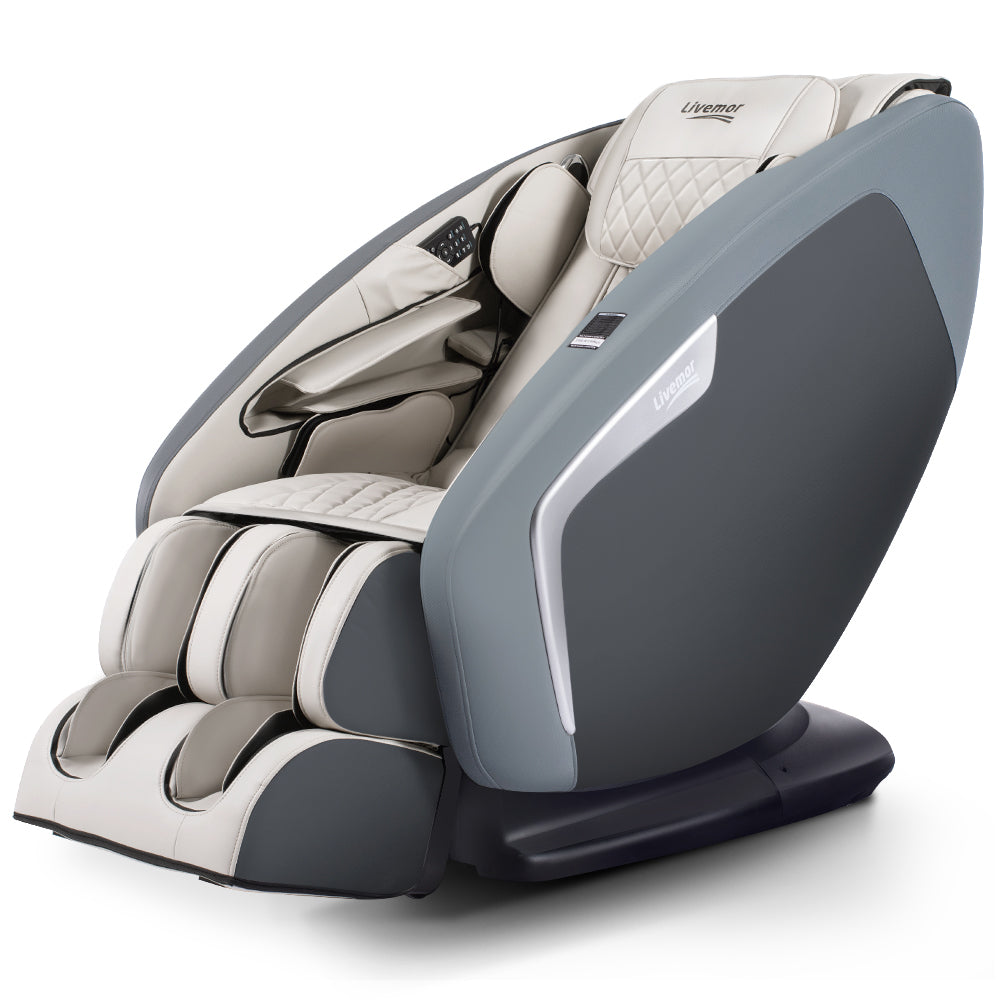 Livemor 4D Electric Massage Chair Shiatsu SL Track Full Body 52 Air Bags Navy Grey