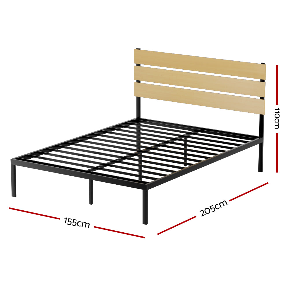 Artiss Bed Frame Metal Bed Base Queen Size Platform Foundation Black PAULA