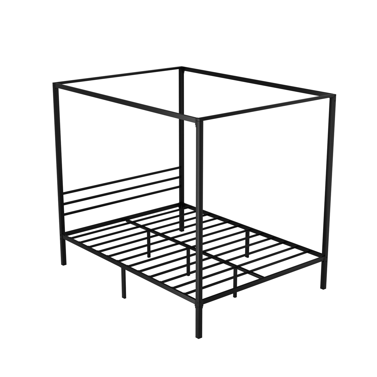 Artiss Bed Frame Metal Four-poster Platform Base Queen Size Black POCHY