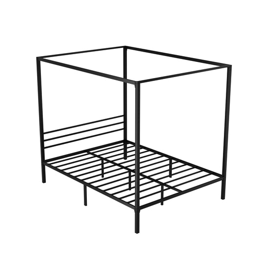 Artiss Bed Frame Metal Four-poster Platform Base Queen Size Black POCHY