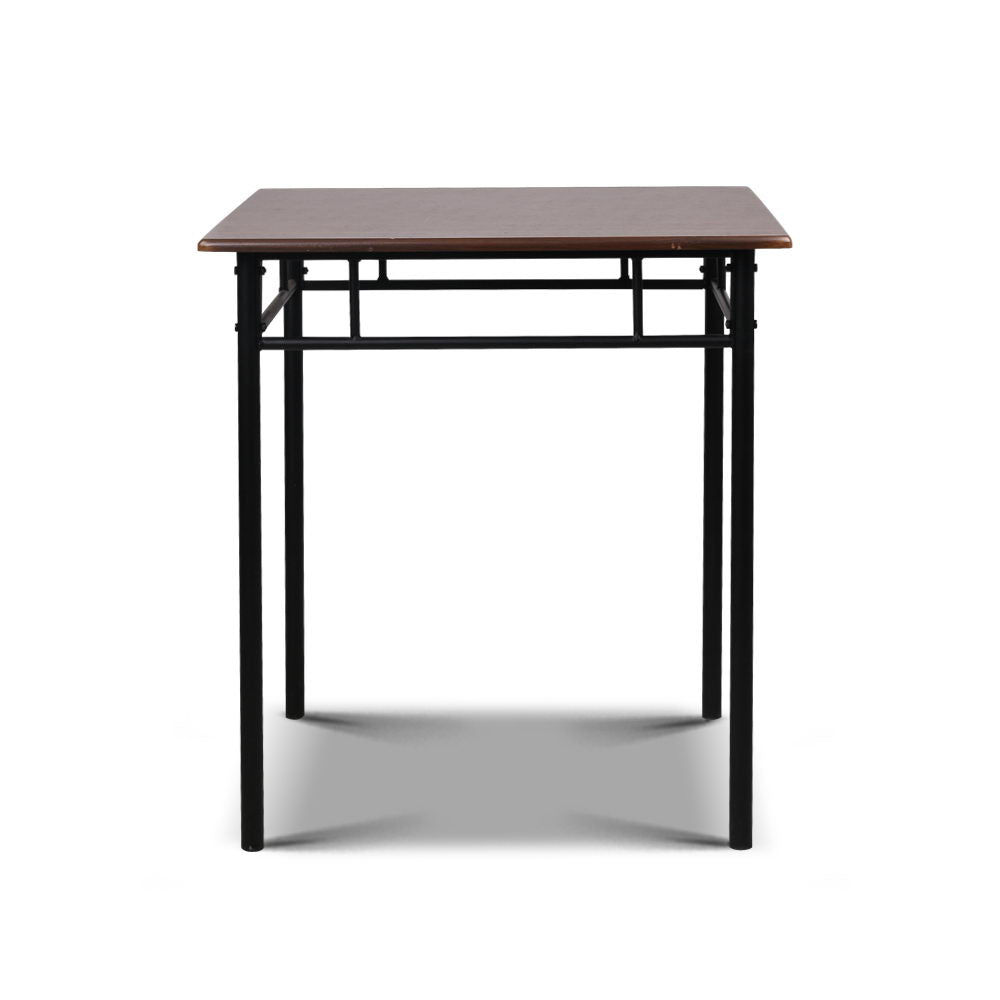 Artiss Metal Table and Chairs - Walnut & Black