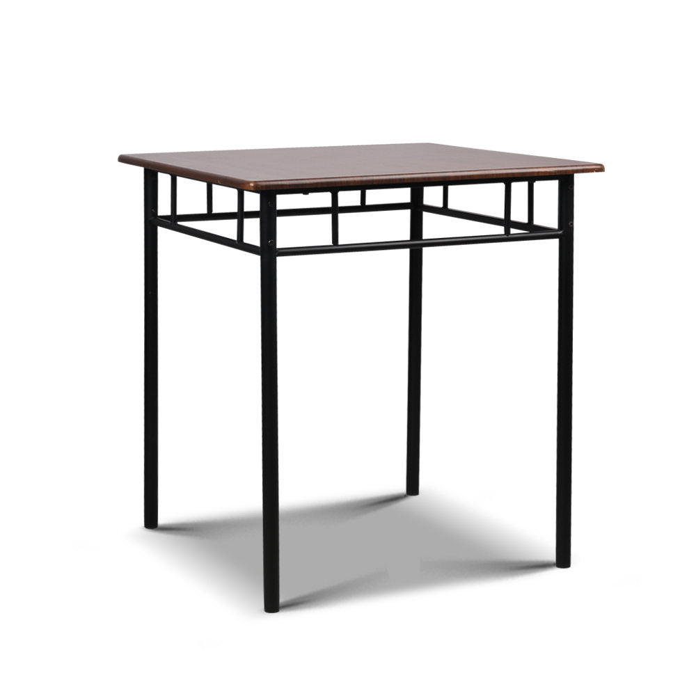 Artiss Metal Table and Chairs - Walnut & Black