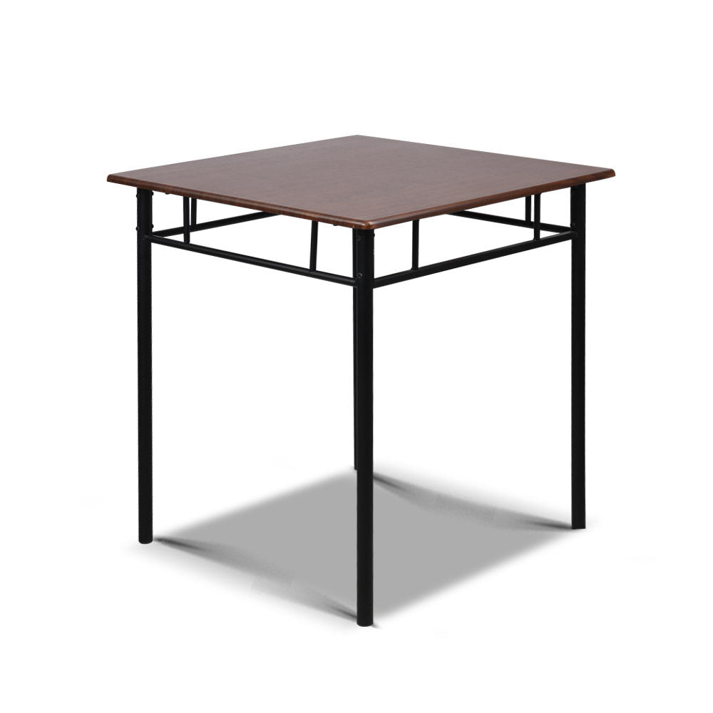 Artiss Metal Table and Chairs - Walnut & Black