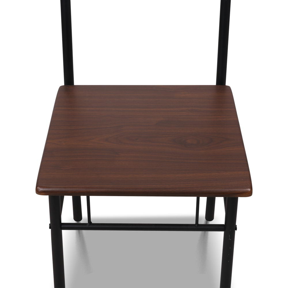 Artiss Metal Table and Chairs - Walnut & Black