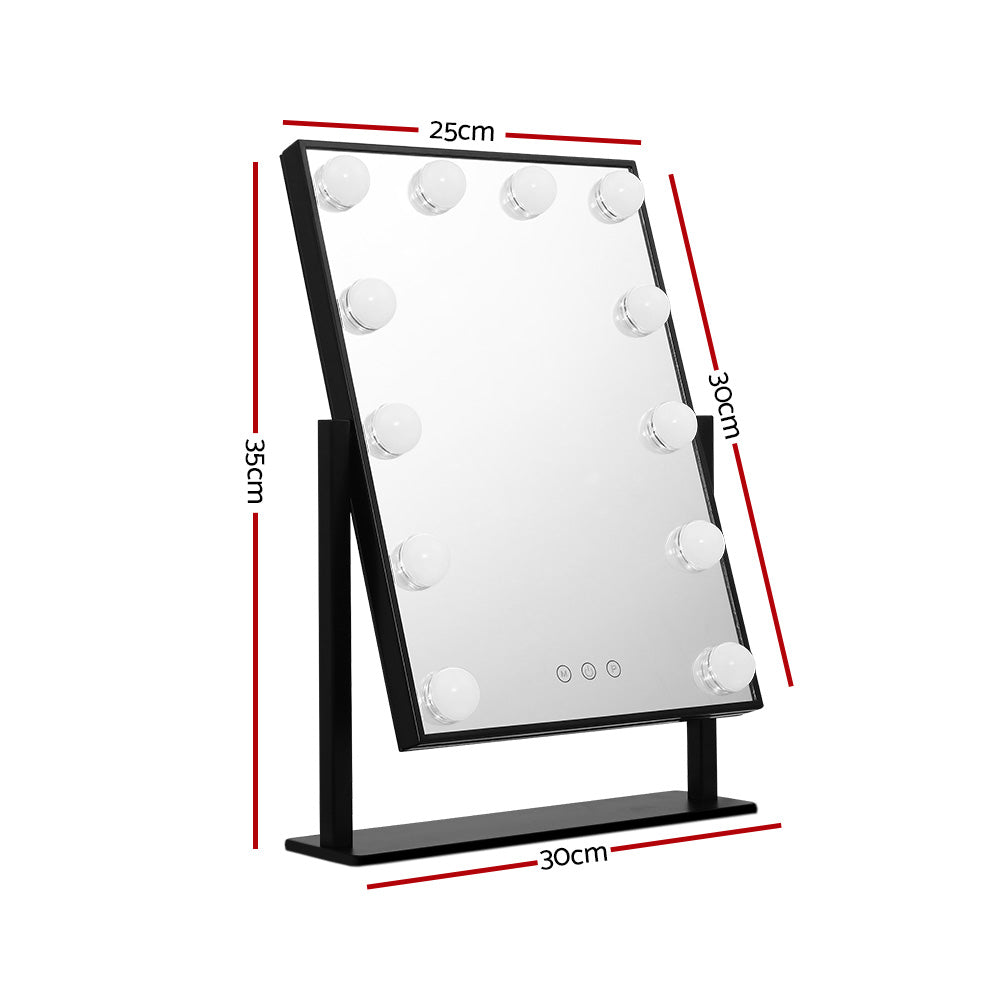 Embellir LED Makeup Mirror Hollywood Standing Mirror Tabletop Vanity Black