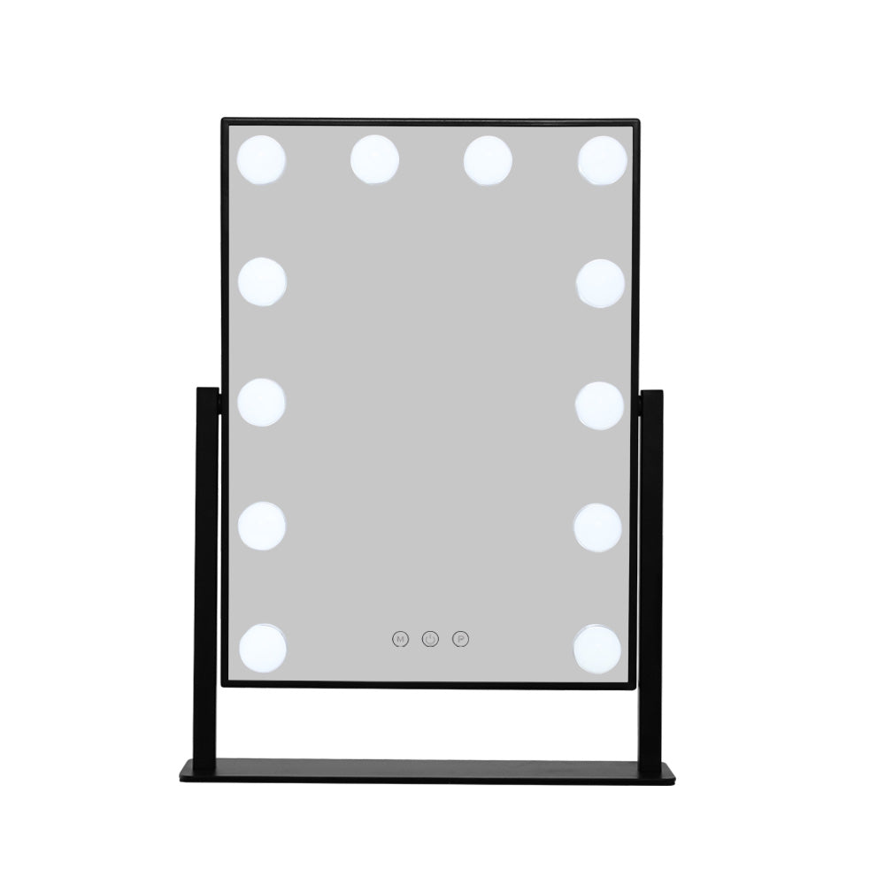 Embellir LED Makeup Mirror Hollywood Standing Mirror Tabletop Vanity Black