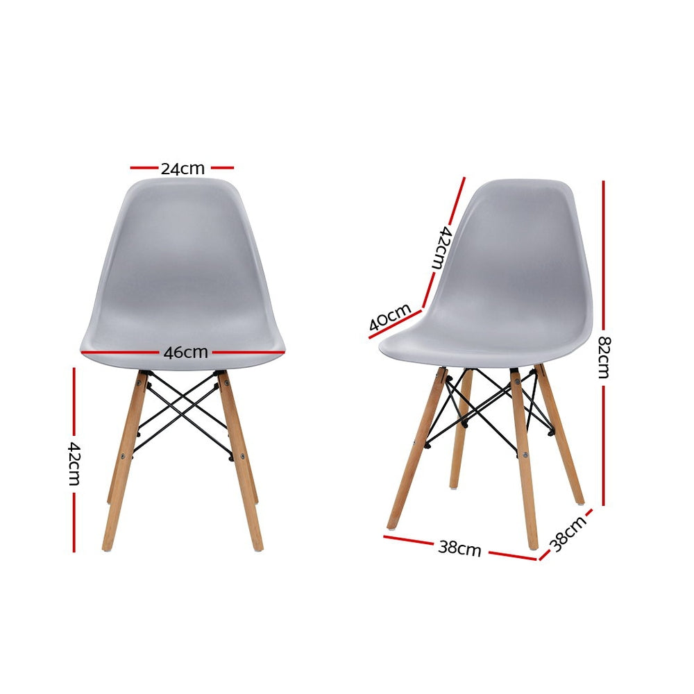 Artiss 4x Retro Replica Eames Dining DSW Chairs Kitchen Cafe Beech Wood Legs Grey