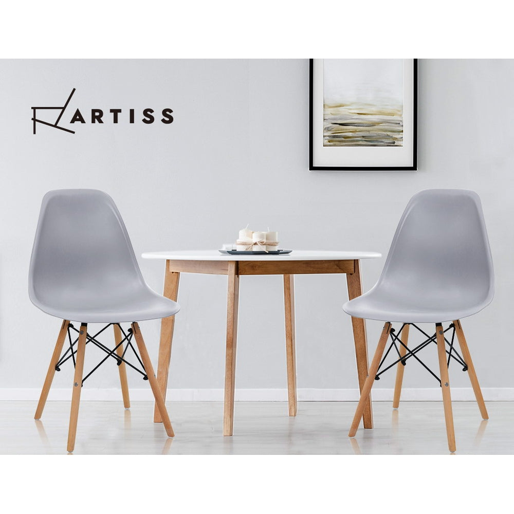 Artiss 4x Retro Replica Eames Dining DSW Chairs Kitchen Cafe Beech Wood Legs Grey