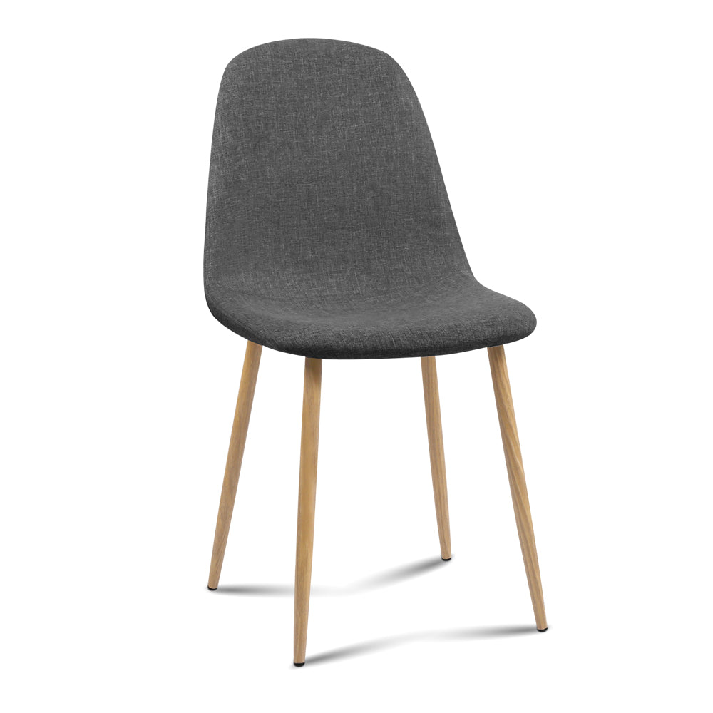 Artiss 4x Adamas Fabric Dining Chairs - Dark Grey