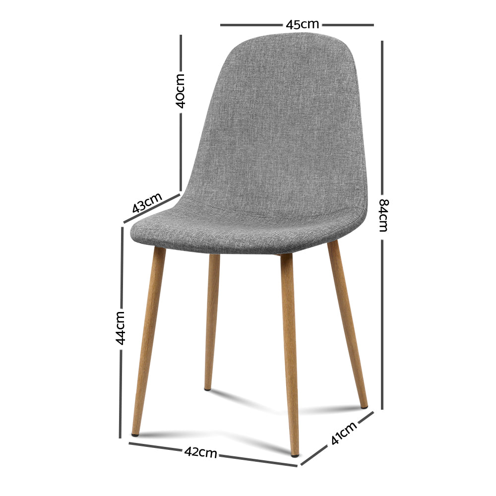 Artiss Set of 4 Adamas Fabric Dining Chairs - Light Grey