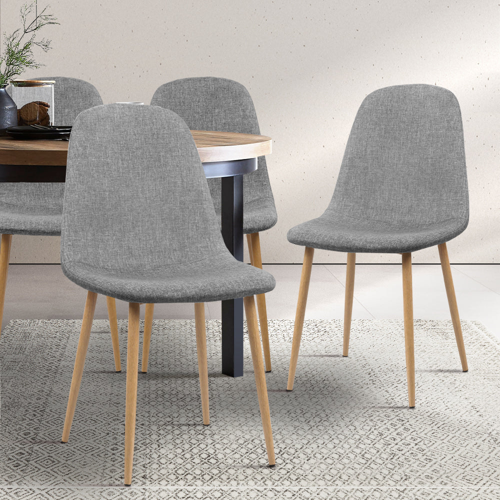 Artiss Set of 4 Adamas Fabric Dining Chairs - Light Grey